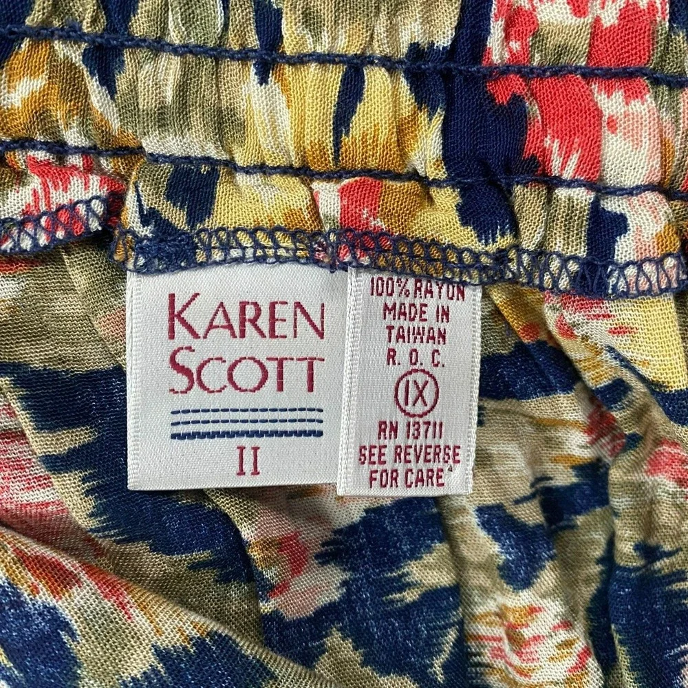 Vintage Karen Scott Wrap Skirt Womens 1X Floral Long Straight Boho Cottage Ranch